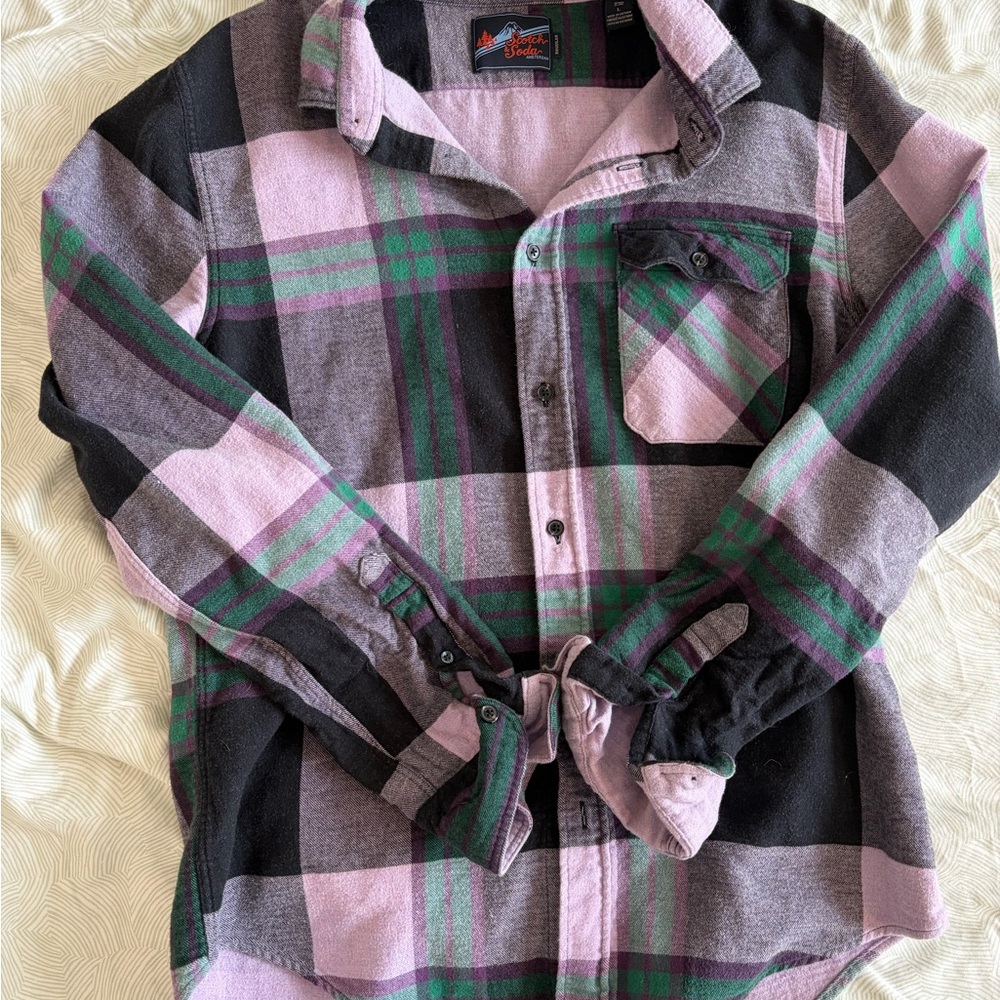 Scotch and Soda Men’s Plaid Shirt in Pink, Purple and Green